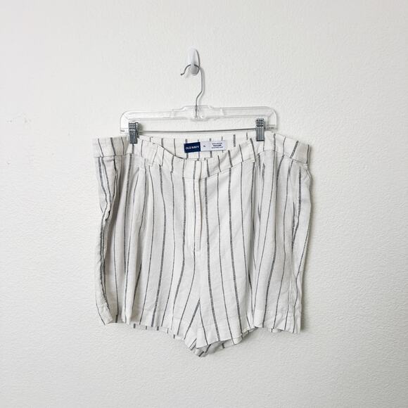 [Old Navy] Striped Navy White Linen Blend Extra High Rise Taylor Shorts Size XL - Picture 2 of 12